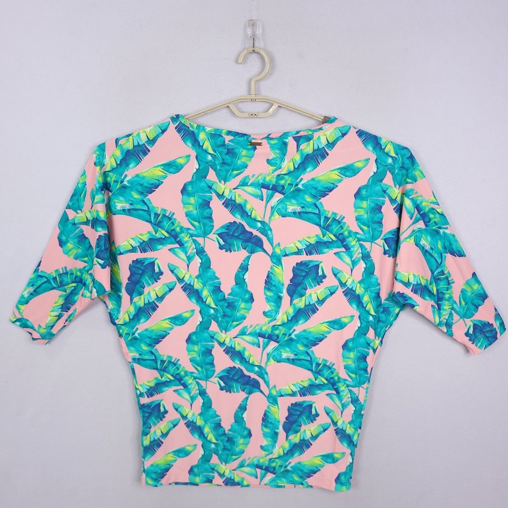Cabana Life Shirt Size Large Womens Floral 3/4‎ Sleeve Tunic Top Beach Swim